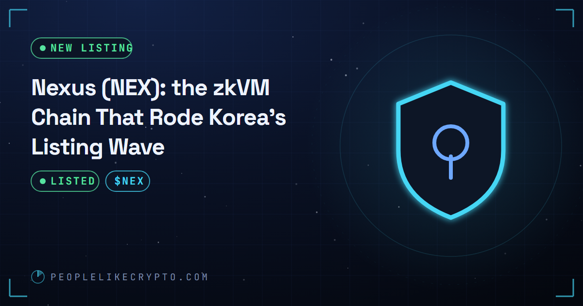 A proof-stamped block passing through verification gates toward Korean exchange boards