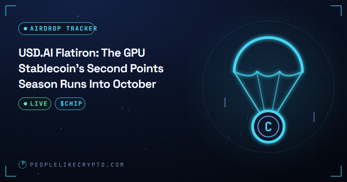 A GPU rack feeding a points meter with a stablecoin peg line running through it