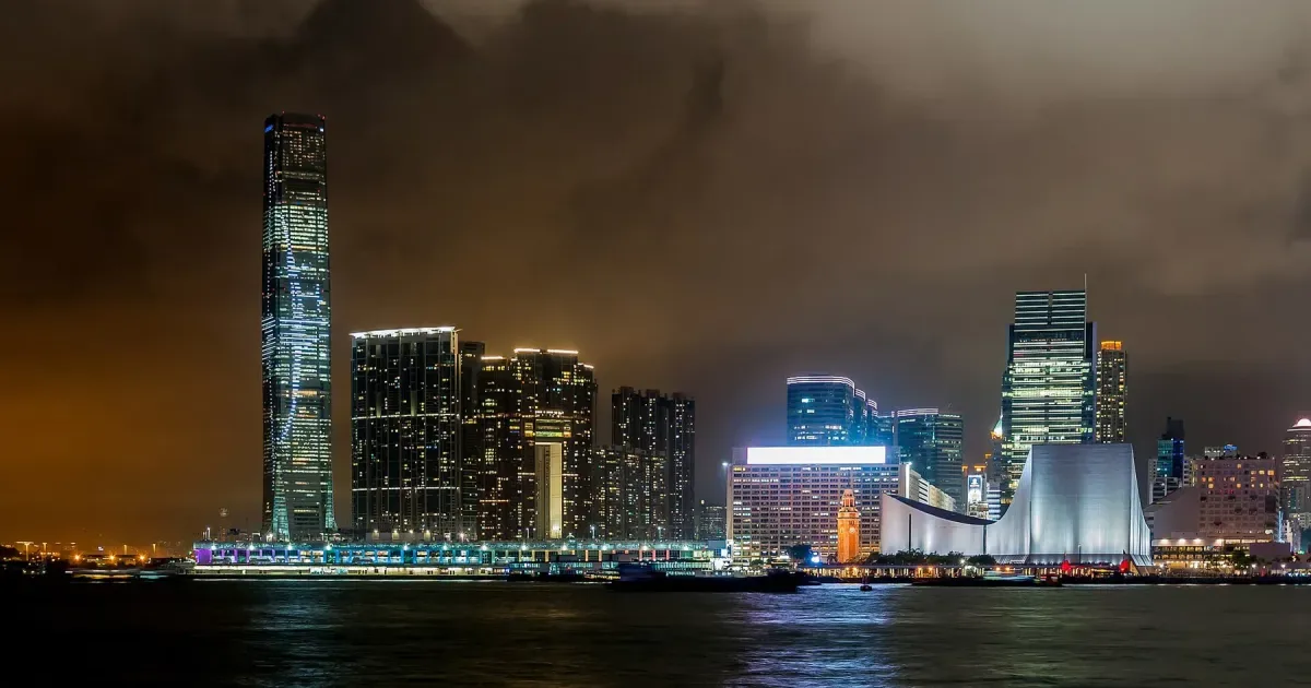 The International Commerce Centre across Victoria Harbour in Hong Kong
