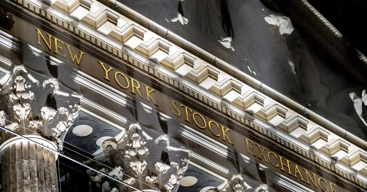 The sign outside the New York Stock Exchange on Broad Street