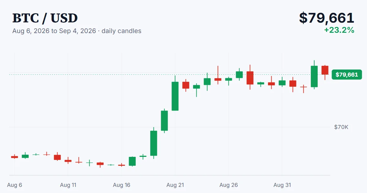 BTC price chart, 2026-08-06 to 2026-09-04
