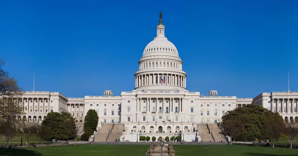 The United States Capitol building seen from the west